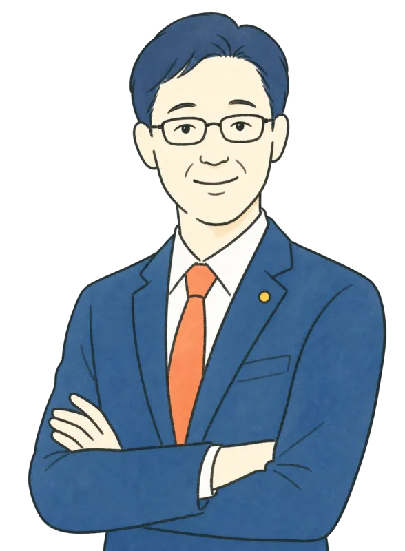 法人向け労務支援を担当する男性社労士のイラスト